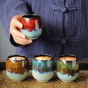 Tolatr Ceramic Kiln-Change Espresso Cups Small Espresso Coffee Cup Spirits Cups Tasting Cups Ceramic Mate Cup Set of 4 (3Oz)
