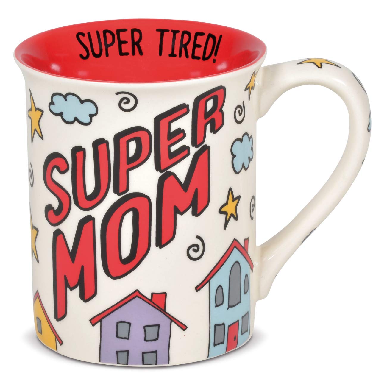 Enesco Our Name is Mud Super Mom Coffee Mug, 1 Count (Pack of 1), Multicolor