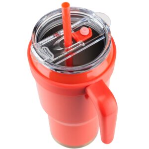Reduce 40 oz Tumbler with Handle and Straw, Stainless Steel with Sip-It-Your-Way Lid - Keeps Drinks Cold up to 34 Hours - Sweat Proof, Dishwasher Safe, BPA Free - Cayenne, Opaque Gloss Mug