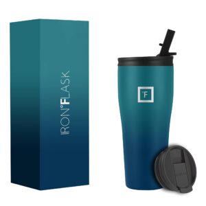 IRON °FLASK Rover Tumbler 2.0-20 Oz 2 Lids Vacuum Insulated Stainless Steel Bottle, Double Walled, Drinking Cup - Thermos Travel Mug - Mothers Day Gift - Dark Night