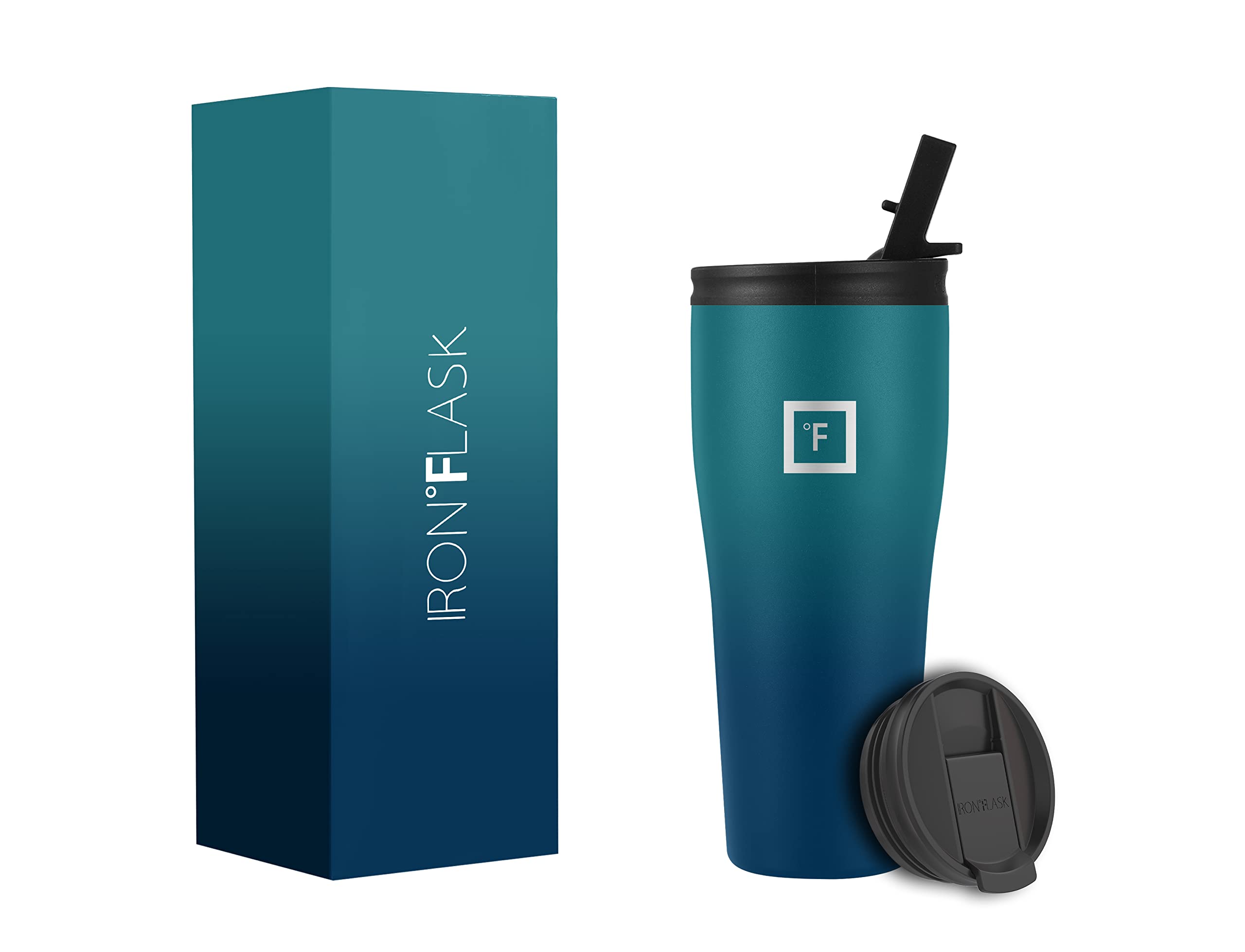 IRON °FLASK Rover Tumbler 2.0-20 Oz 2 Lids Vacuum Insulated Stainless Steel Bottle, Double Walled, Drinking Cup - Thermos Travel Mug - Mothers Day Gift - Dark Night