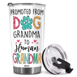 bechusky gifts for grandma, grandma gift tumbler, new baby reveal for grandma, stainless steel tumbler 20oz, pregnancy announcement, cute mom nana mimi women woman grandmother mothers day future v2
