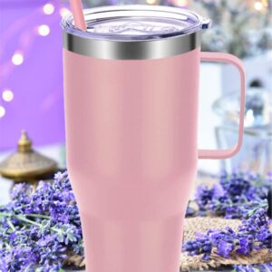 Merfefe 40oz Insulated Coffee Tumbler with Handle.40 oz Tumbler with Handle and Lid and Straw.Keep Drinks Cold Hot.Easy to Hold,Sweat Proof,Leak Proof,Dishwasher Safe.