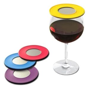 coverware drink tops outdoor wine glass covers, 4pk assorted colors, perfect way to keep fruit flies and other undesirable outdoor elements out of drinks