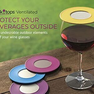 Coverware Drink Tops Outdoor Wine Glass Covers, 4pk Assorted Colors, perfect way to keep fruit flies and other undesirable outdoor elements out of drinks