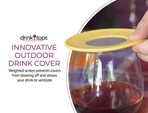 Coverware Drink Tops Outdoor Wine Glass Covers, 4pk Assorted Colors, perfect way to keep fruit flies and other undesirable outdoor elements out of drinks