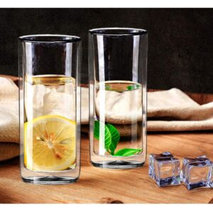 Sun's Tea (Set of 2) 20oz (600ml) Ultra Clear Strong Double Wall Insulated Thermo Glass Tumbler V3 Highball Glass for Beer/cocktail/lemonade/iced Tea/Smoothie (Real Borosilicate Glass, Not Plastic)