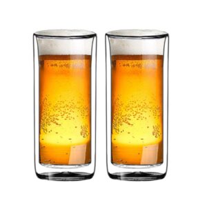 Sun's Tea (Set of 2) 20oz (600ml) Ultra Clear Strong Double Wall Insulated Thermo Glass Tumbler V3 Highball Glass for Beer/cocktail/lemonade/iced Tea/Smoothie (Real Borosilicate Glass, Not Plastic)