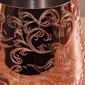 Sky Fish Etched Stainless Steel Wine Glasses With Copper Plated,Set of 2(17oz) Wine Goblets