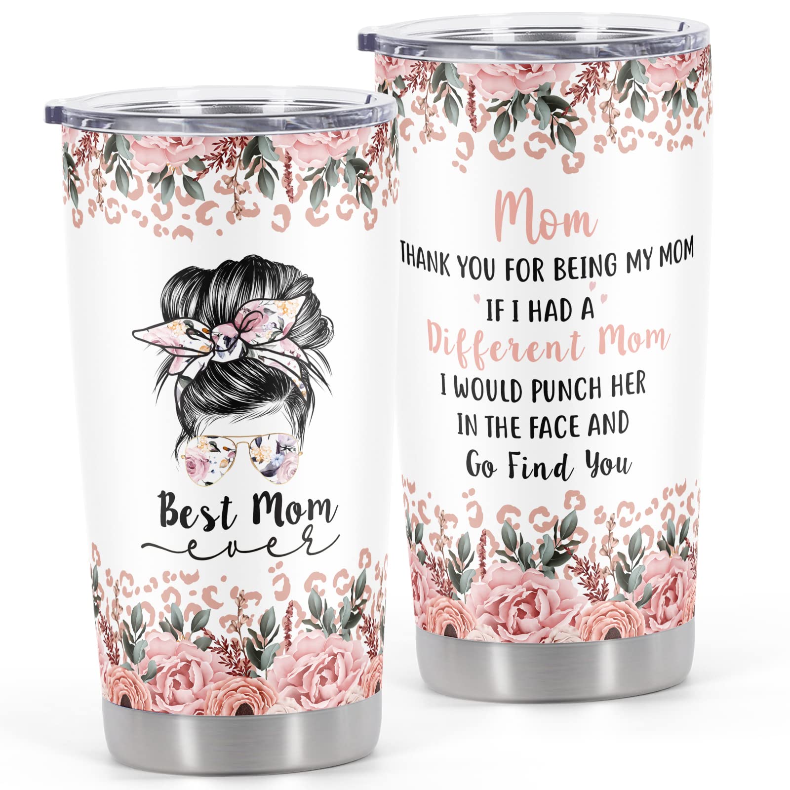 Micellwuu Thank You for Being My Mom Tumbler, Gifts for Mom, Mother's Day Birthday Christmas Gifts for Mom Women from Daughter Son Kids, 20 oz Stainless Steel Tumbler with Lid Gift Box