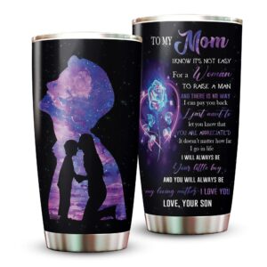 Mom Gifts from Son - 20oz Stainless Steel Insulated Purple Galaxy Mom Tumbler Present - Christmas, Valentine's Day, Mom Birthday Gifts, Mothers Day Gifts from Daughter for Mom, New Mom, Bonus Mom