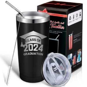 patelai 1 pcs 2024 graduation gift travel tumbler, grad gifts for her him daughter son nephew niece brother sister friends senior college graduates, 20 oz insulated mug tumbler with lid (black)