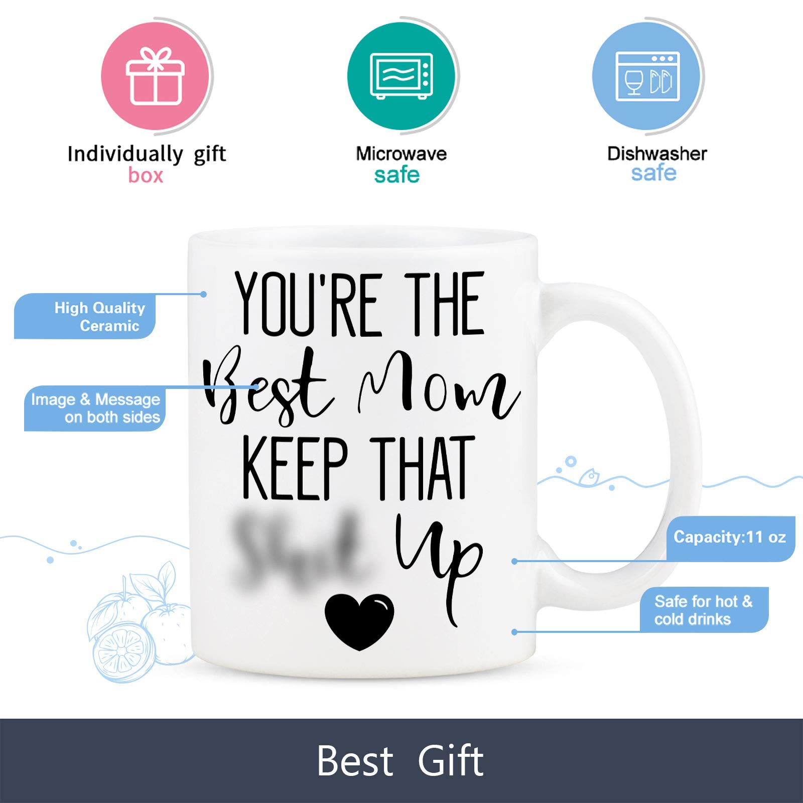 Best Mom Gifts - You're The Best Mom Keep That Coffee Mug - Mother's Day Gift for Mom from Daughter Son - Funny Coffee Cup for Mom on Birthday Christmas Thanksgiving Day 11 Oz White