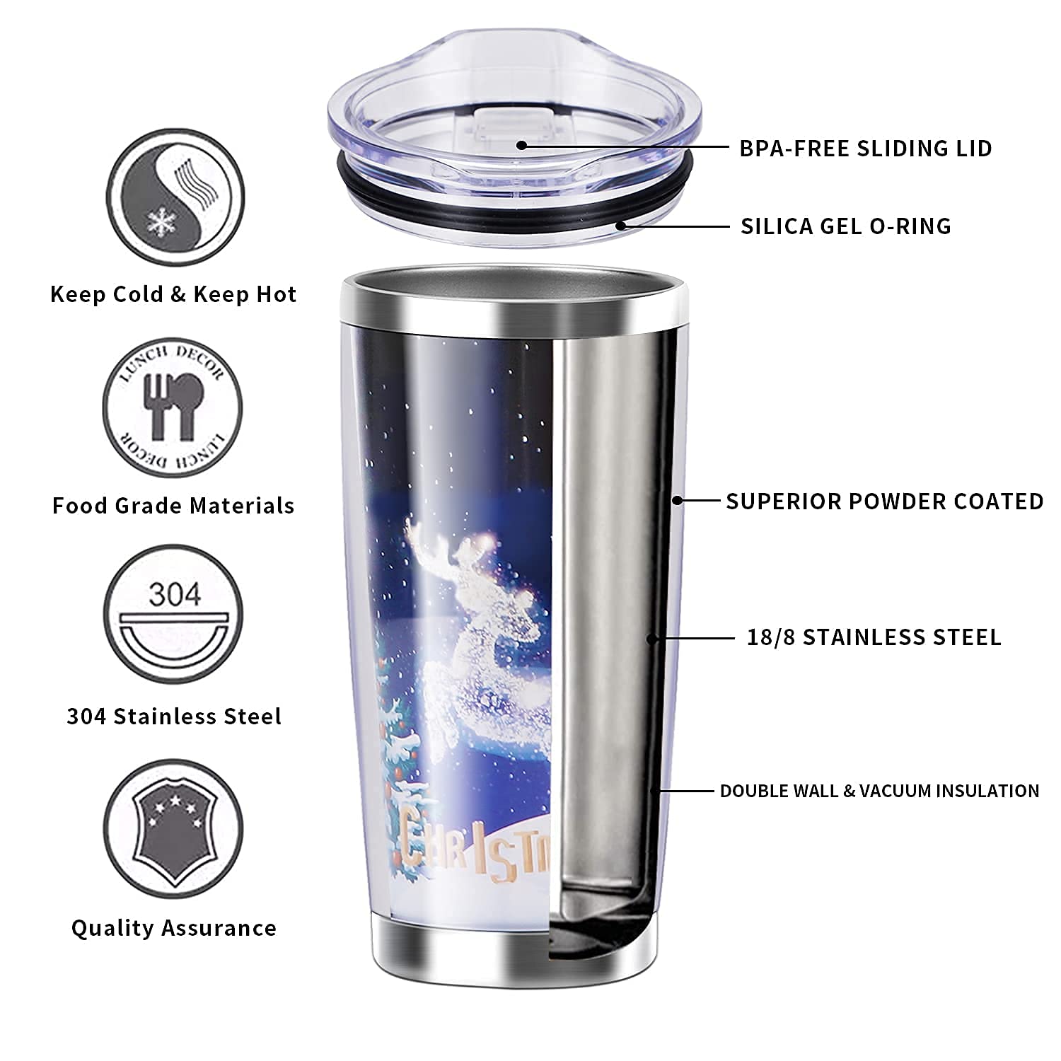 Olerd 20oz Photo Stainless Steel Tumbler, DIY Personalized Cups, 600ML Double Wall DIY Photo Coffee Mug with Lid for Ice & Hot Drink, Halloween Christmas Gifts for Men and Women