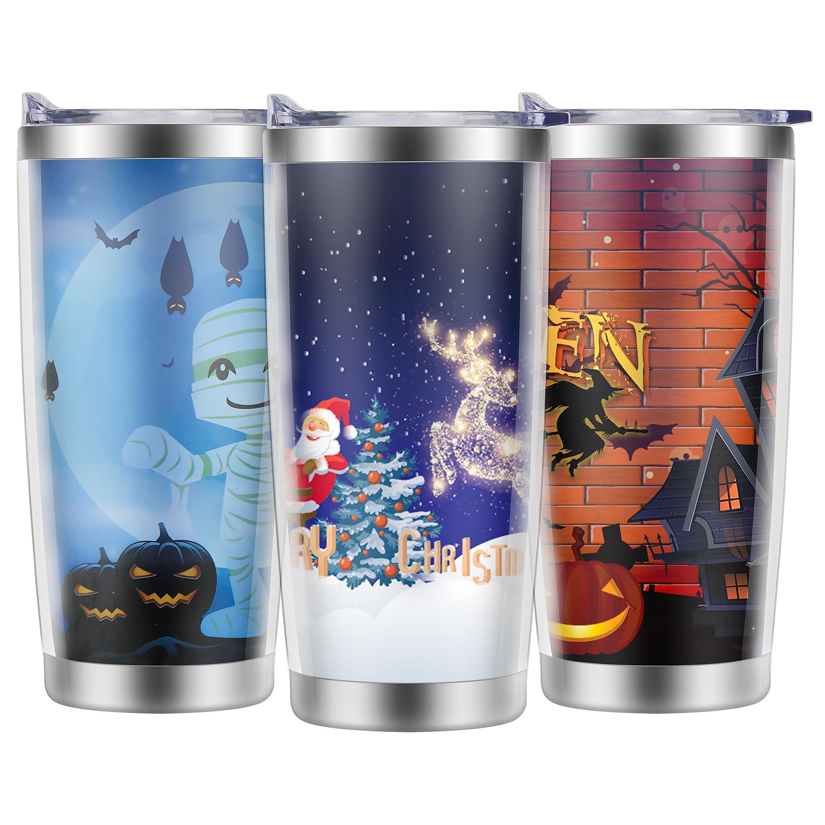 Olerd 20oz Photo Stainless Steel Tumbler, DIY Personalized Cups, 600ML Double Wall DIY Photo Coffee Mug with Lid for Ice & Hot Drink, Halloween Christmas Gifts for Men and Women