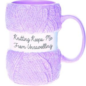 Boxer Gifts 'Knitting Keeps Me From Unraveling' Novelty Knitting Gift Mug | Light Pink Colour With Realistic Yarn Detailing | Amazing Christmas, Birthday Or Mother's Day Gift For Her