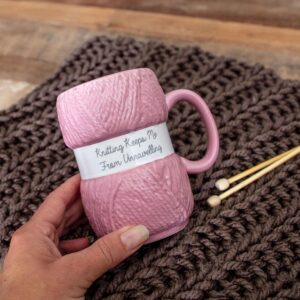 Boxer Gifts 'Knitting Keeps Me From Unraveling' Novelty Knitting Gift Mug | Light Pink Colour With Realistic Yarn Detailing | Amazing Christmas, Birthday Or Mother's Day Gift For Her