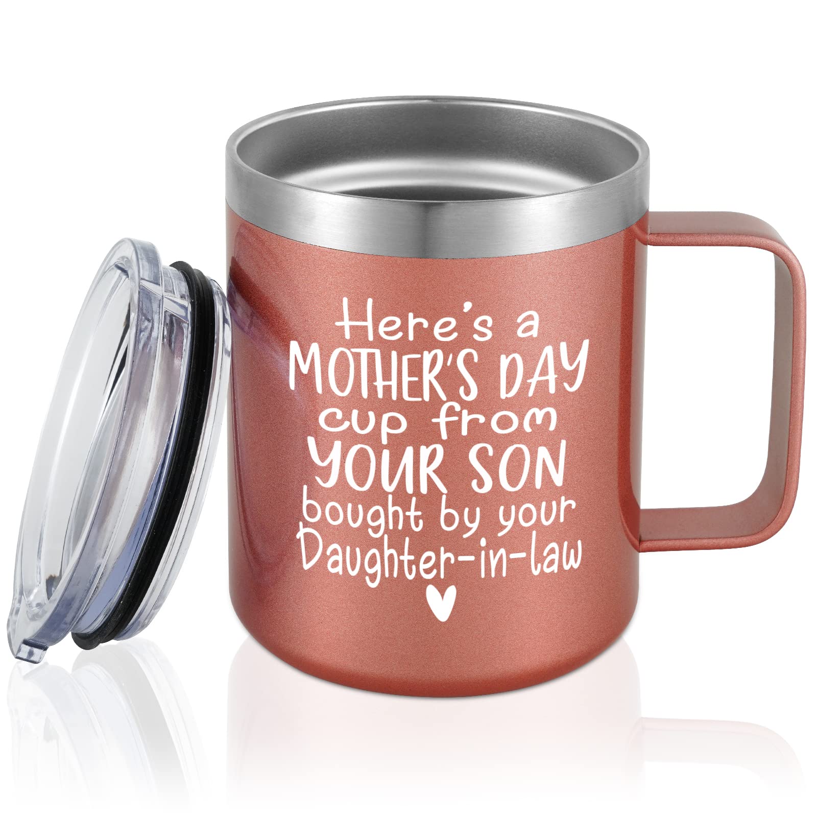 LiqCool Mother in Law Gifts from Son Daughter in Law Mug, Here's A Mother's Day Cup from Your Son Bought by Your Daughter-in-law Coffee Mug, Mothers Day Gifts, Gifts for Mom Mug(12 Oz, Rose Gold)