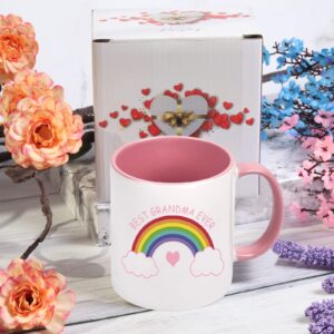 WENSSY Gifts for Grandma, Best Grandma Ever Mug, Best Grandma Ever Rainbow Mug, Best Grandma Ever Gifts, Birthday Mothers Day Gifts for Grandma from Grandchild Granddaughter Grandson 11 Ounce