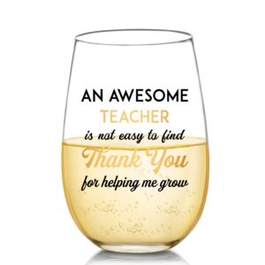 NBOOCUP Teacher Appreciation Gifts- Teacher Gifts For Women, An Awesome Teacher Funny Wine Glass, Funny Teacher's Day Gift, Birthday Gift, Graduation Gift for Teachers from Student, 17 Oz