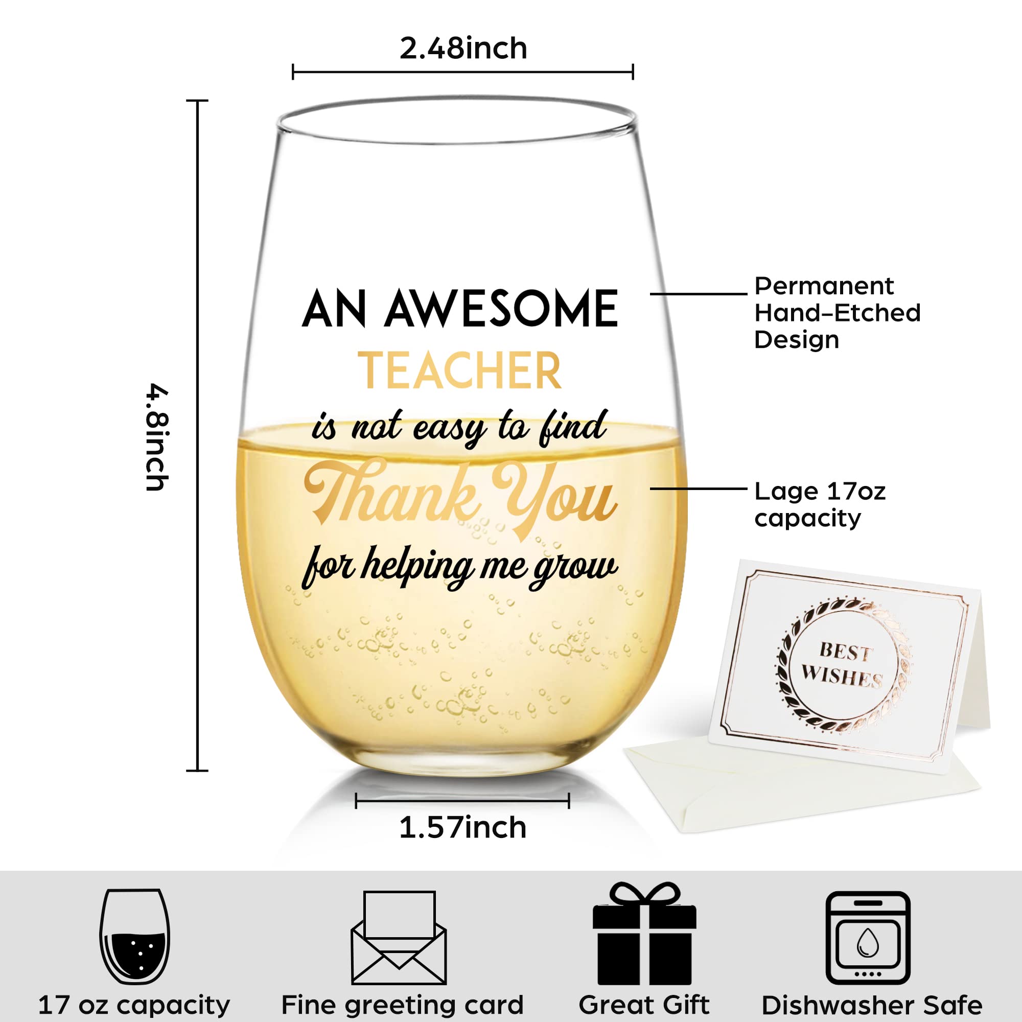 NBOOCUP Teacher Appreciation Gifts- Teacher Gifts For Women, An Awesome Teacher Funny Wine Glass, Funny Teacher's Day Gift, Birthday Gift, Graduation Gift for Teachers from Student, 17 Oz