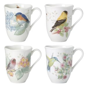 lenox butterfly meadow flutter porcelain mugs, set of 4, multicolor