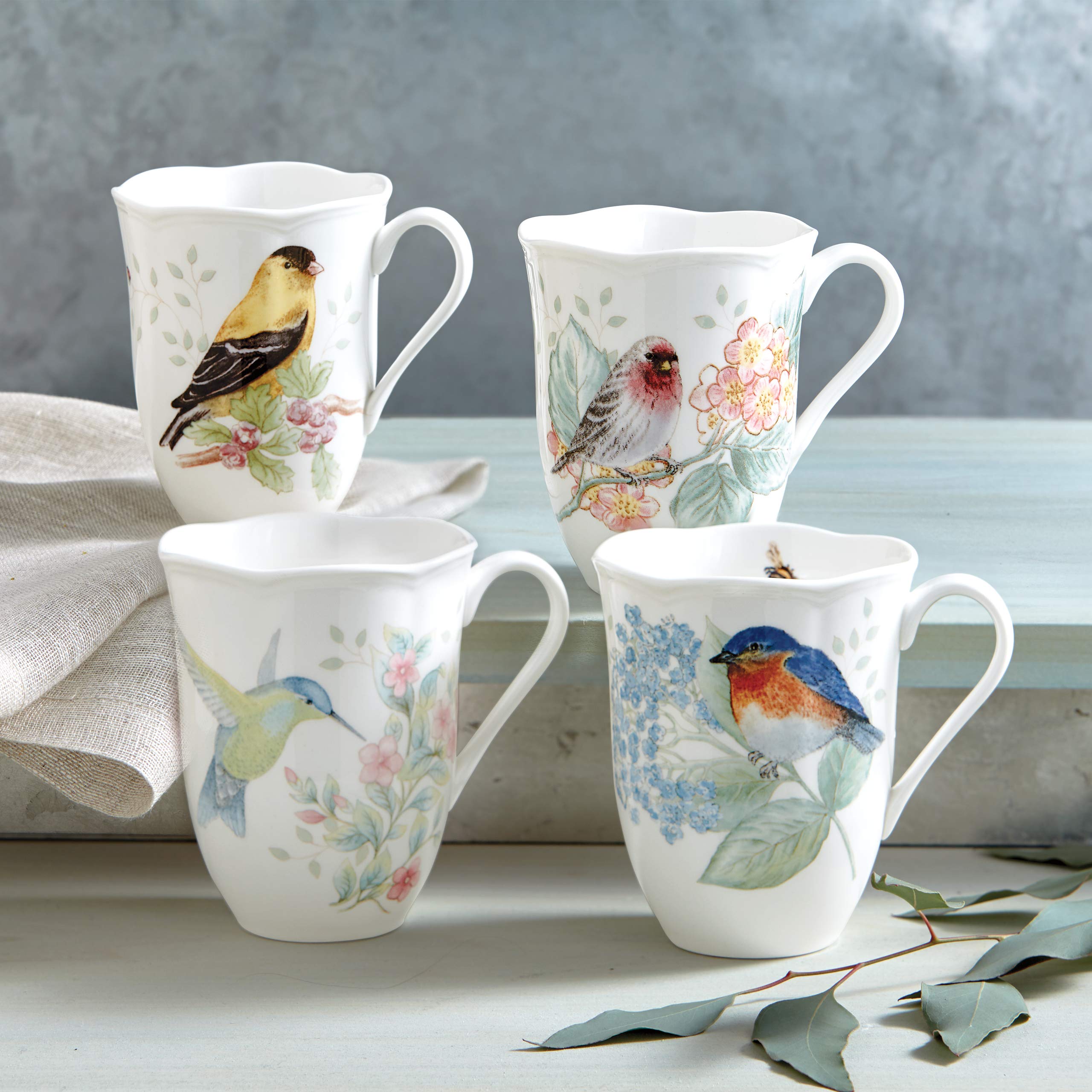 Lenox Butterfly Meadow Flutter Porcelain Mugs, Set of 4, Multicolor