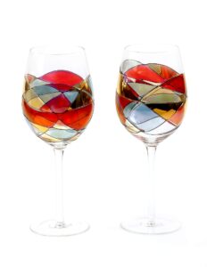 antoni barcelona large wine glasses 29oz sagrada originals hand painted mouth blown handcrafted unique gifts birthdays weddings authentic glassware set 2 stained crystal artistic gaudi lovers