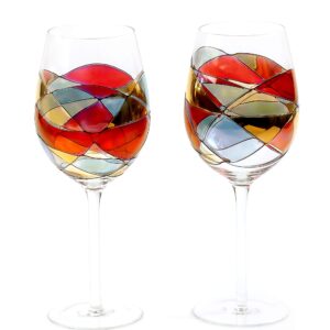 Antoni Barcelona Large wine glasses 29Oz Sagrada Originals hand painted mouth blown Handcrafted unique gifts birthdays weddings Authentic glassware Set 2 stained crystal Artistic Gaudi lovers