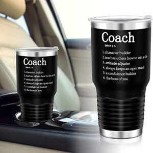 Eaasty Coach Gifts for Men Best Coach Tumbler Includes 30 oz Coach Mug and Coach Whistle Stainless Steel Travel Mug with Lid for Coach Men Women (Black,6 Pcs)