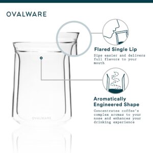 OVALWARE Double Wall Single Lip Insulated Glass Cup, Set of 2 (12oz / 350ml) - Borosilicate Glass For Coffee, Tea, Whiskey, Cocktails & All Beverages - Minimalistic & Durable Double-Wall Drinking Mug