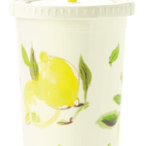 Kate Spade New York Insulated Tumbler with Reusable Straw, 20 Ounce Travel Cup with Lid, Lemons