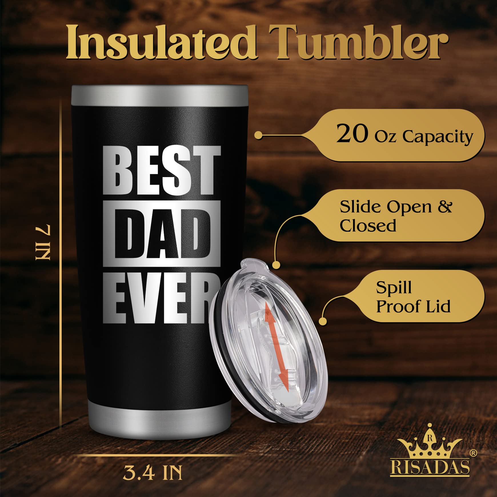 Papa Gifts - Fathers Day Perfect Gifts for Papa, Papa Gifts from Grandchildren - Birthday Gifts for Papa - Grandparents Gifts - Father's Day Gift for Papa, Best Papa Ever, 20 oz Tumbler