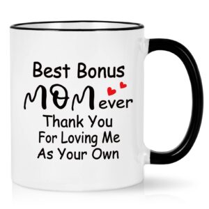 cabtnca bonus mom gifts, best bonus mom ever mug, bonus mom mothers day gifts, bonus mom mug, bonus mom gifts from daughter, step mom mothers day gifts, bonus mom birthday christmas gifts, 11oz