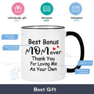 Cabtnca Bonus Mom Gifts, Best Bonus Mom Ever Mug, Bonus Mom Mothers Day Gifts, Bonus Mom Mug, Bonus Mom Gifts from Daughter, Step Mom Mothers Day Gifts, Bonus Mom Birthday Christmas Gifts, 11Oz