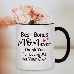 Cabtnca Bonus Mom Gifts, Best Bonus Mom Ever Mug, Bonus Mom Mothers Day Gifts, Bonus Mom Mug, Bonus Mom Gifts from Daughter, Step Mom Mothers Day Gifts, Bonus Mom Birthday Christmas Gifts, 11Oz