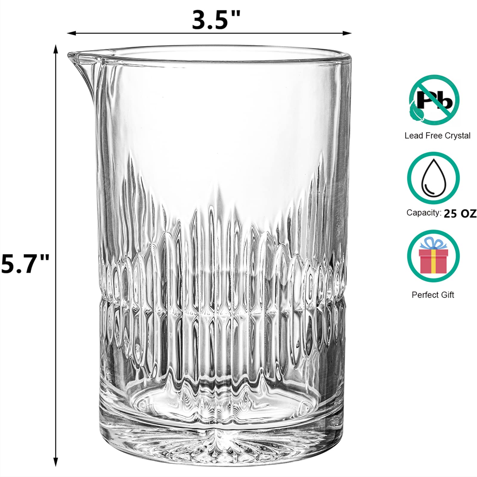 DEAYOU 2 Pack 25 OZ Stirring Glass, Glass Shaker with Weighted Bottom for Bartender, Home, Old Fashioned