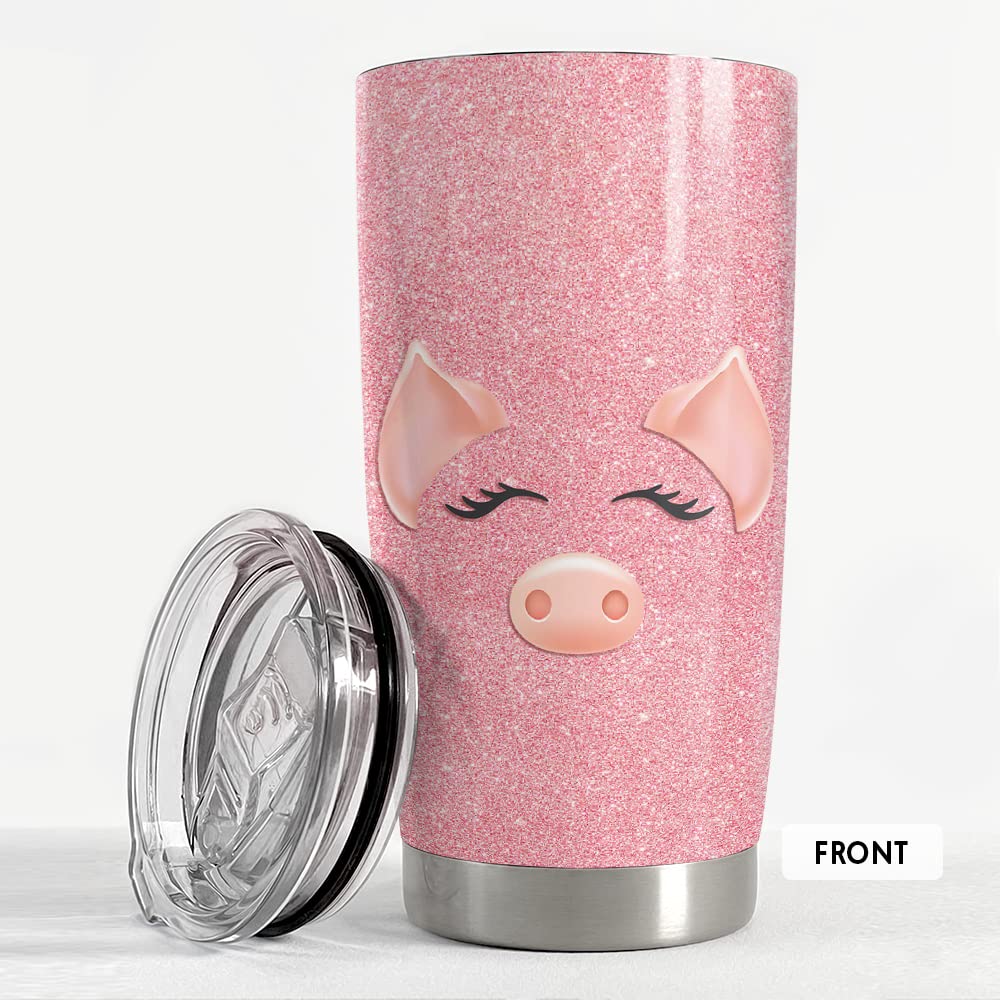 SANDJEST Pig Tumbler Glitter 20oz Tumblers with Lid Gift for Women Girl Daughter Sister Animal Lovers Christmas Birthday