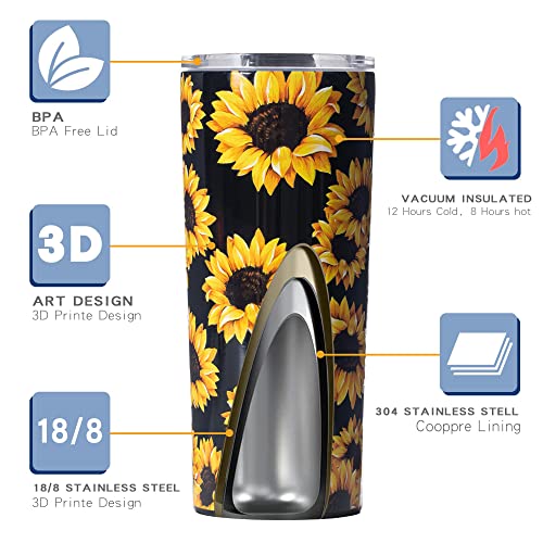BBoelia Sunflower Gifts For Women Tumbler Birthday Cups Gifts For Mom Insulated Gifts For couples Boyfriend Wife Personalized Coffee Mug Unique 20 oz