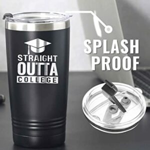 Onebttl College Graduation Gifts 2023 - Out College, Funny Graduation Gifts for Him as Party Supplies, Graduation Decorations, Back to School, 20oz Insulated Stainless Steel Tumbler with Lid