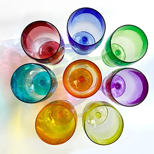 Lily's Home Set of 8 Colors Unbreakable Poolside 12 oz Acrylic Plastic Wine and Water Tumbler Stackable Goblets. Made of Shatterproof Plastic and Ideal for Indoor and Outdoor Use, Reusable.