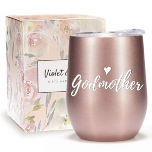 Violet and Gale Lovely Godmother Gifts From Godchild 12oz Wine Glass Tumbler Godparent Proposal Gift Keepsak Coffee Mug