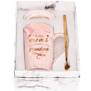 the best moms get promoted to grandma mug new grandma mug gift for grandma grandma gift for mothers day from granddaughter grandson mug birthday gift for grandma 14 ounce gift box pink