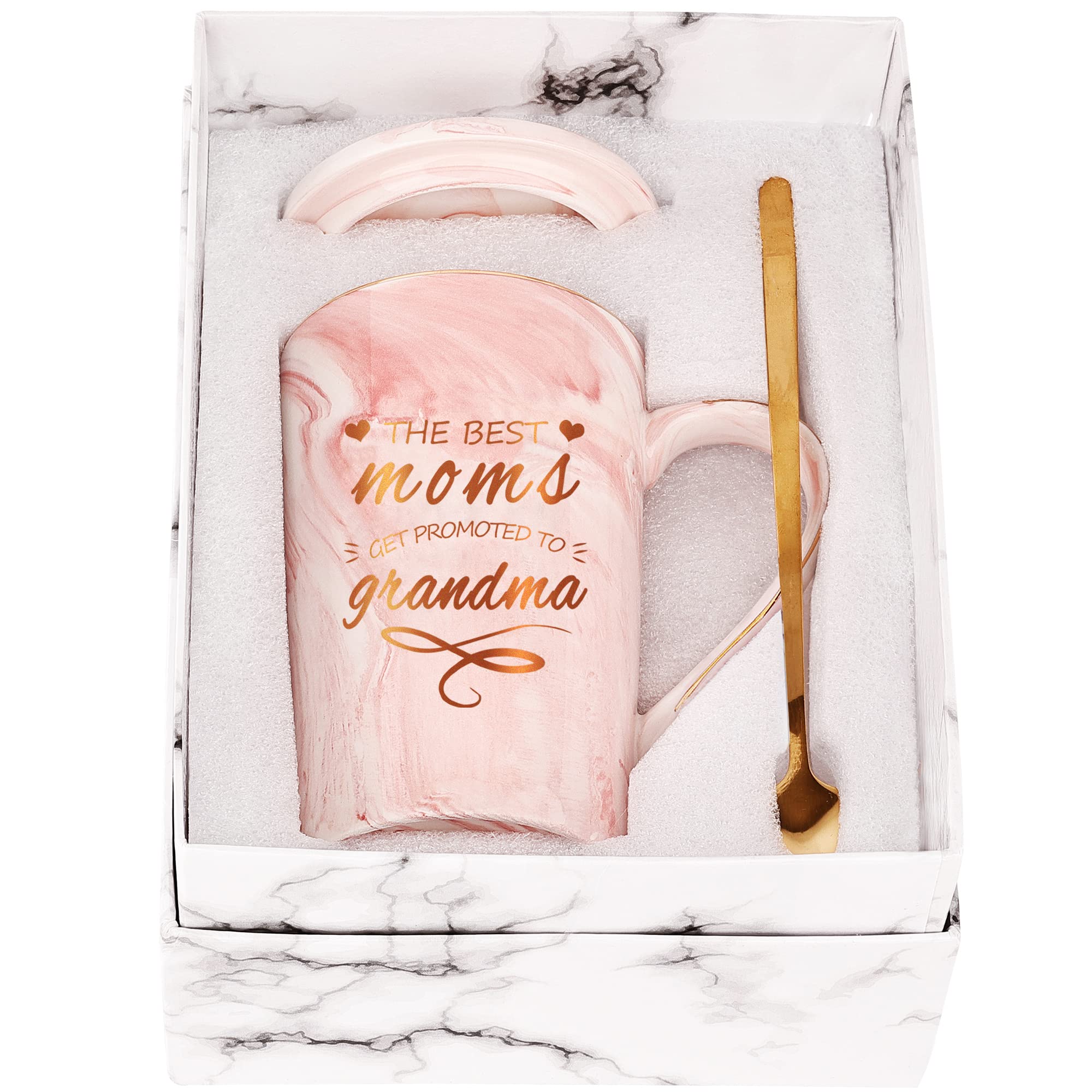 The Best Moms Get Promoted To Grandma Mug New Grandma Mug Gift for Grandma Grandma Gift for Mothers Day from Granddaughter Grandson Mug Birthday Gift for Grandma 14 Ounce Gift Box Pink