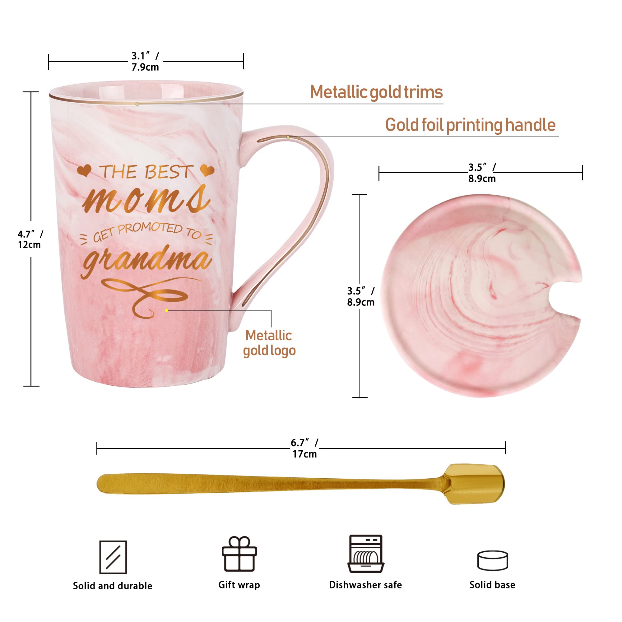 The Best Moms Get Promoted To Grandma Mug New Grandma Mug Gift for Grandma Grandma Gift for Mothers Day from Granddaughter Grandson Mug Birthday Gift for Grandma 14 Ounce Gift Box Pink