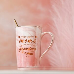 The Best Moms Get Promoted To Grandma Mug New Grandma Mug Gift for Grandma Grandma Gift for Mothers Day from Granddaughter Grandson Mug Birthday Gift for Grandma 14 Ounce Gift Box Pink