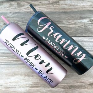 AVITO 20 oz Personalized Mom Tumbler with Kids' Names - Gift for Mom - Mother's Day Gift - Stainless Steel - Vacuum Insulated - Mom Gift - Mothers' Day Gift - Grandma Gift - Grandma Tumbler