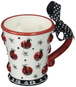 adorable ladybug 10 oz coffee mug/cup with dotted bow great gift for lady bug lovers