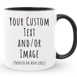 HomeBee Personalized Coffee Mug | Custom Photo Text or Logo Ceramic Mug | Customized 11 Oz Tea Cup – Unique Gift for Men & Women | Taza Personalizadas Design with Picture and Words | White – Black