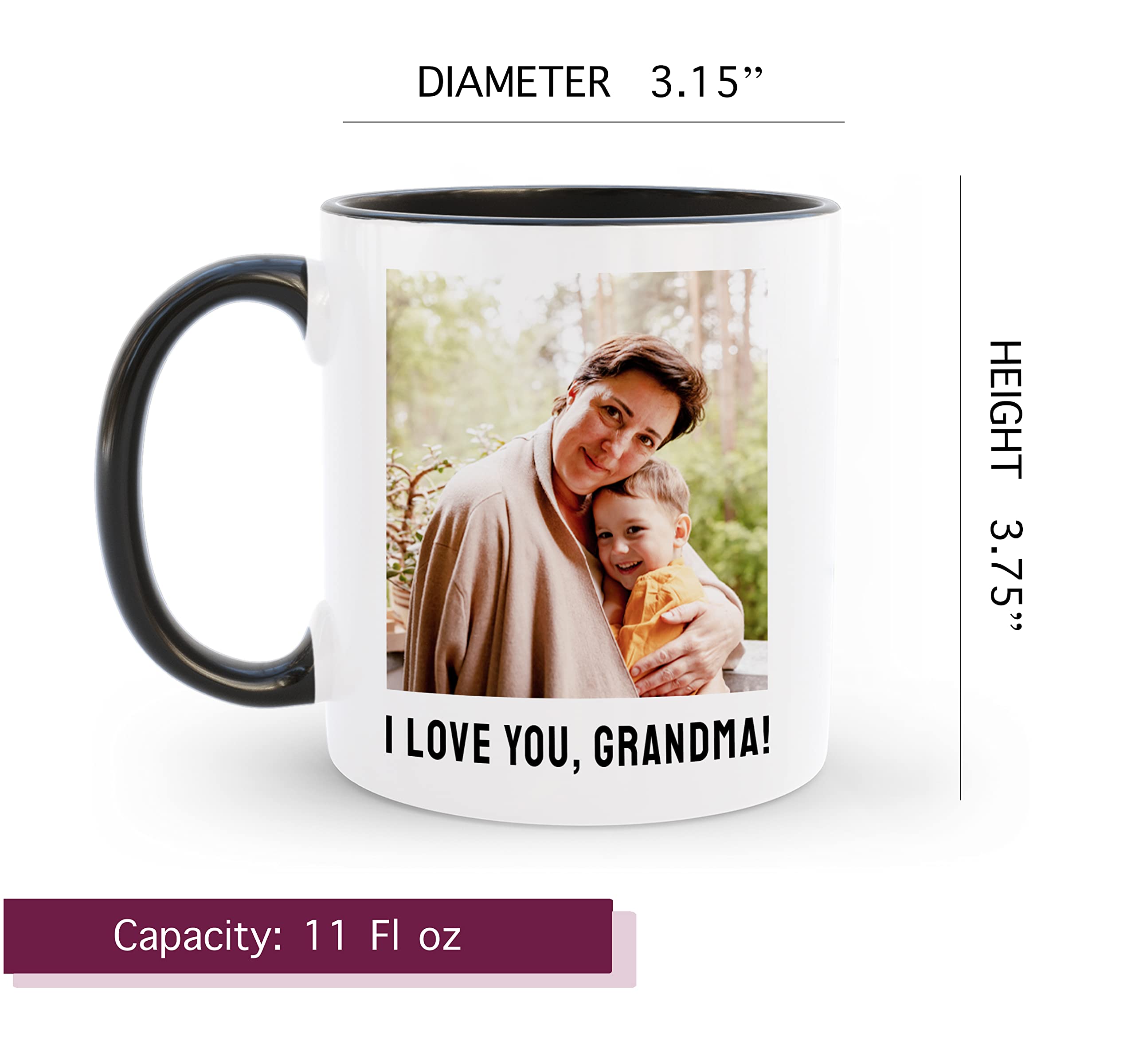 HomeBee Personalized Coffee Mug | Custom Photo Text or Logo Ceramic Mug | Customized 11 Oz Tea Cup – Unique Gift for Men & Women | Taza Personalizadas Design with Picture and Words | White – Black